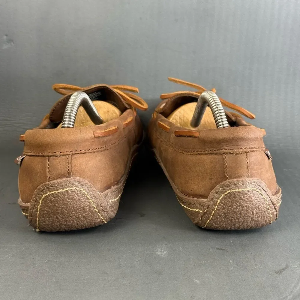 L.L. Bean Men's Handsewn Flannel-Lined leather Slippers shoes size